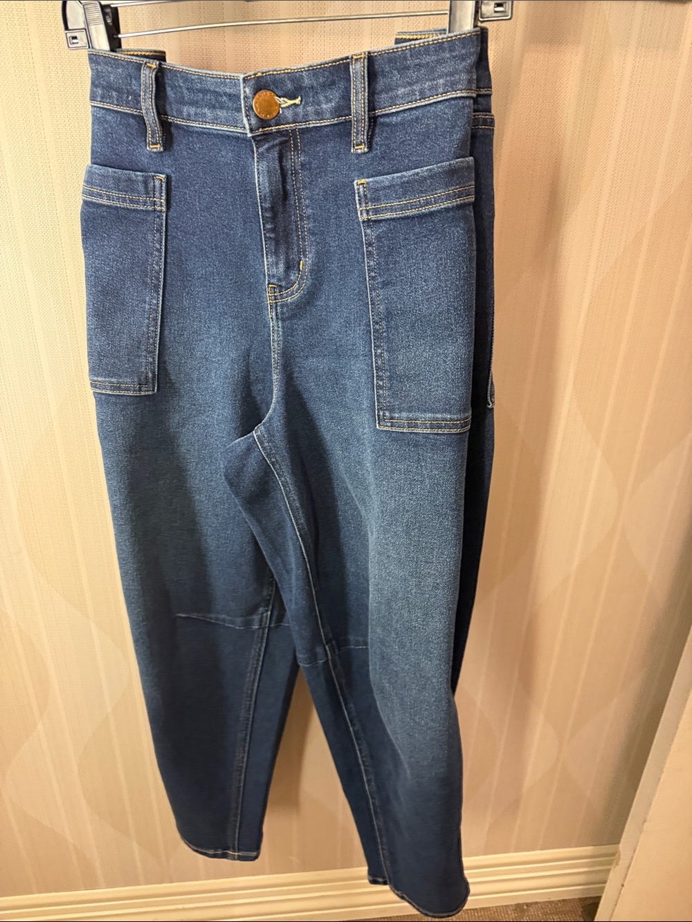 Lane Bryant Straight-Leg Blue Barrel Utility Jeans